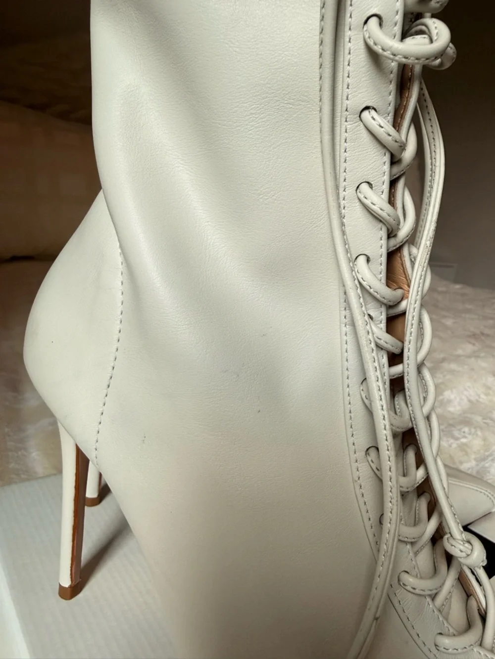 Schutz Tennie Bootie lace up leather bootie… bone color - Picture 7 of 16